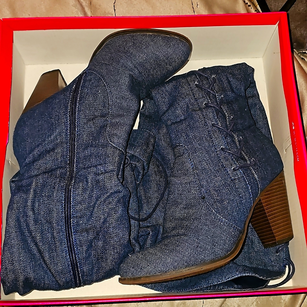 Denim boots